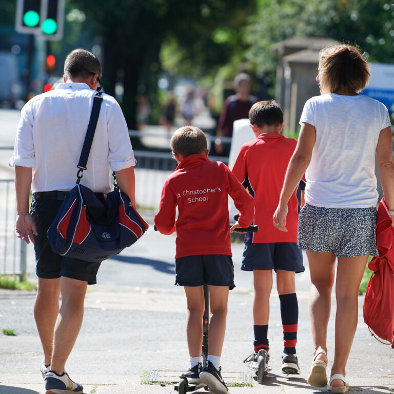 students walking home