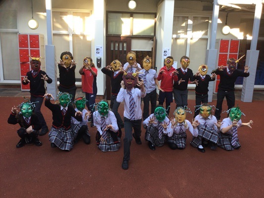 Students in Gruffalo costumes