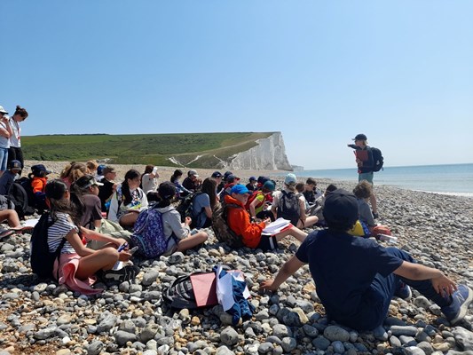 Students on the beach