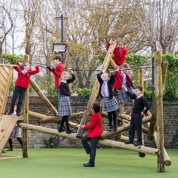 students using the playground