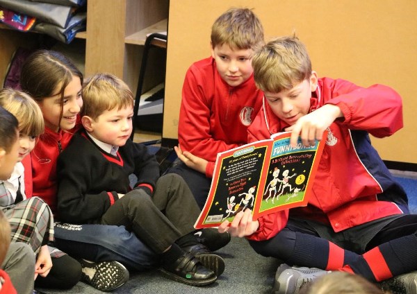 students reading together