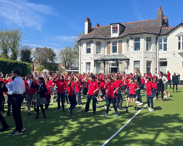 students outside