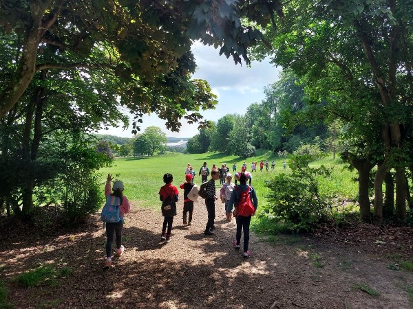 students on a nature walk